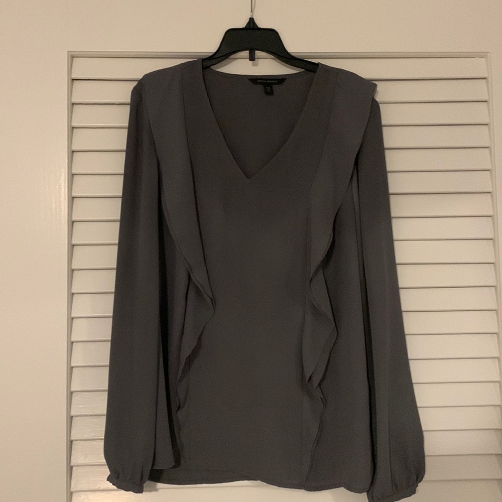 Grey Ruffled Top from Banana Republic